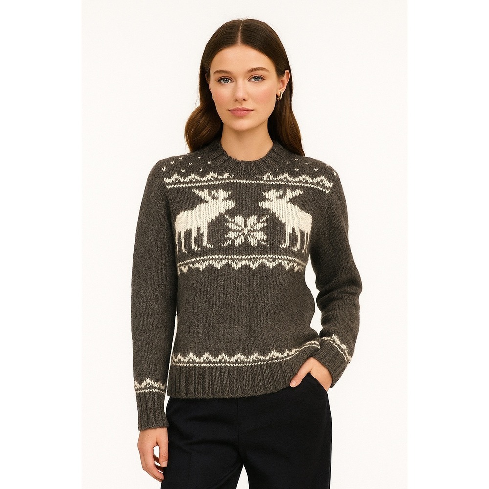Vintage Abercrombie & Fitch Women's Sweater Gray Moose Size‎ Small - Picture 5 of 5
